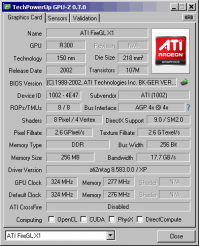 ATI FireGL X1-256p GPUZ