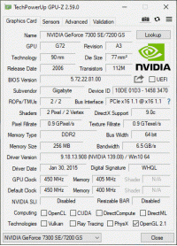 Gigabyte GV-NX72G512E2 GPU-Z